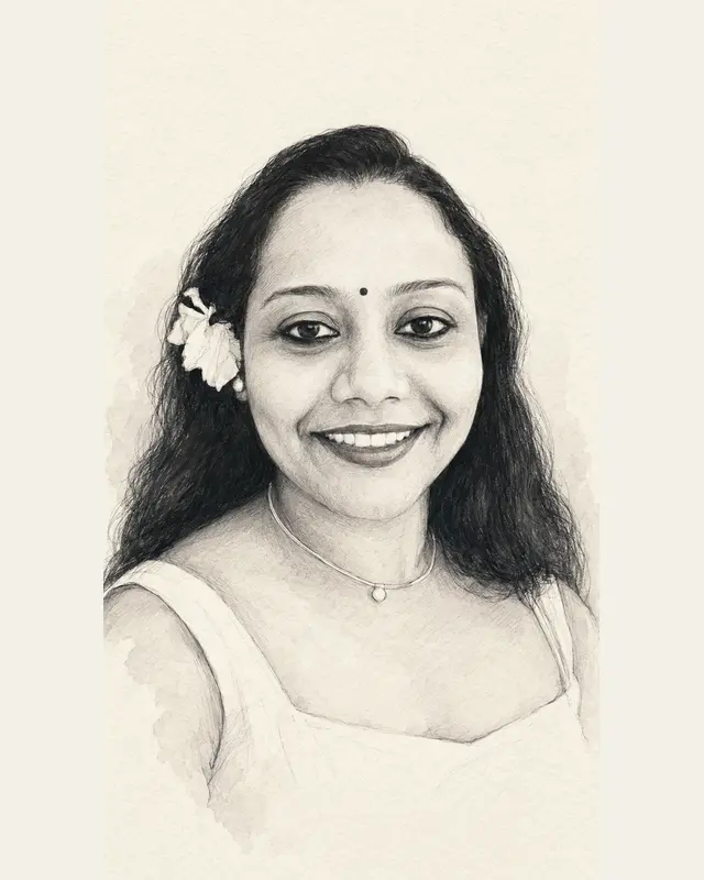 Black and white portrait illustration of Pallabi Ghosh