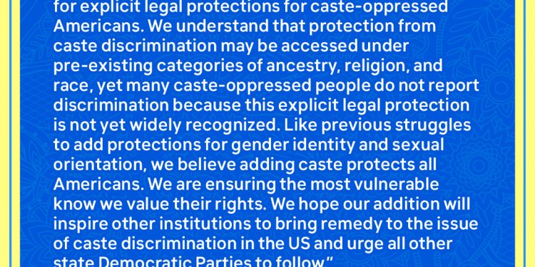 US state Democrats recognise caste discrimination in their Code of Conduct