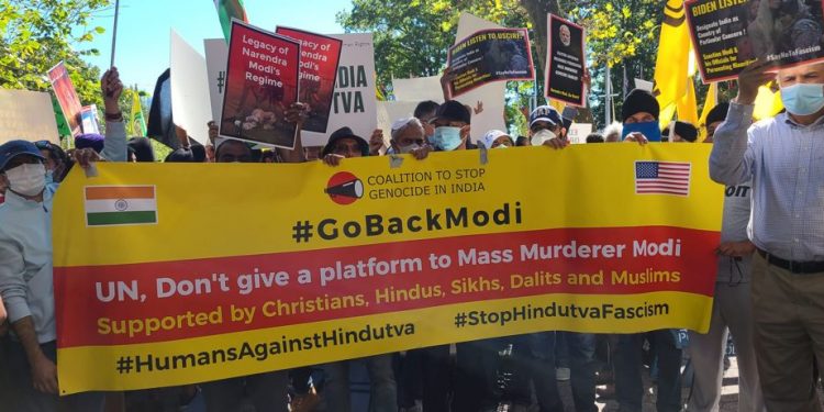 As Modi addresses UN, demonstrators decry human rights violations in India 1 Narendra Modi protest new york