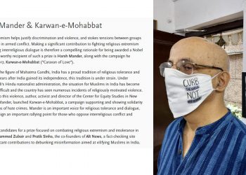 Indian activist Harsh Mander named in nomination list for Nobel Peace Prize by Peace Research Institute