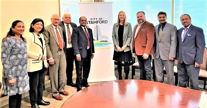 Stamford Mayor Caroline Simmons administers oath of office to GOPIO-CT 2022 team