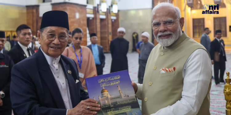 Prime Minister Modis Visit-to-the-Iconic-Omar Ali Saifuddien Mosque-nriaffairs