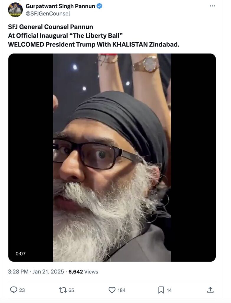 Pannu Trump Inauguration 2