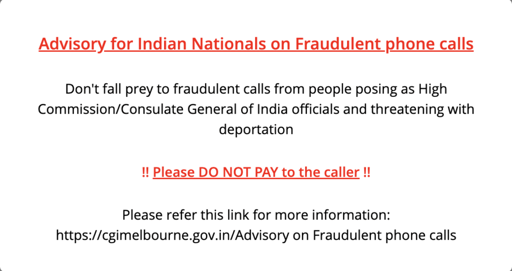 Indian Consulate in Melbourne warns community after emergency helpline spoofed in scam calls 2 Screen Shot 2025 08 21 at 7.23.03 pm