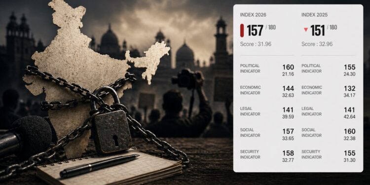 India slips to 157th in global press freedom rankings as RSF warns of historic worldwide decline