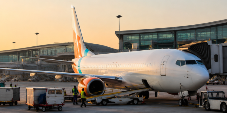 Air India Express to Launch First International Flight from Navi Mumbai Airport, Abu Dhabi Service Begins July 15 1 Air India Express aircraft preparing for international operations at Navi Mumbai International Airport.