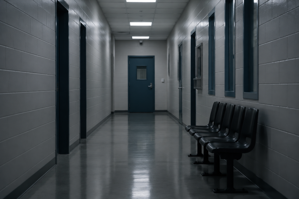US court rules ICE cannot hold immigrants beyond 90 days without a bond hearing 2 Empty corridor inside a US immigration detention facility, ICE mandatory detention policy 2026