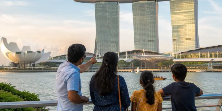 Singapore Welcomes Massive 600,000 Indian Visitors in First Half 2026 1 Indian tourists at Marina Bay Sands Singapore skyline, Singapore Indian visitors first half 2026