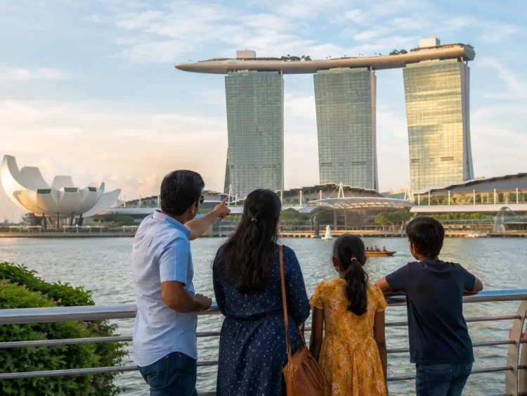 Singapore Welcomes Massive 600,000 Indian Visitors in First Half 2026 23 Indian tourists at Marina Bay Sands Singapore skyline, Singapore Indian visitors first half 2026