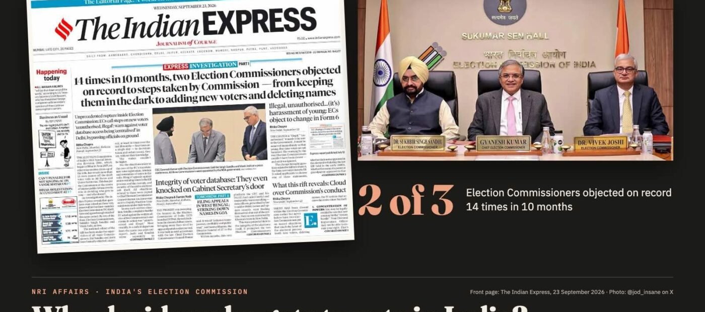 Who decides who gets to vote in India? Two election commissioners say it is no longer the officers the law puts in charge