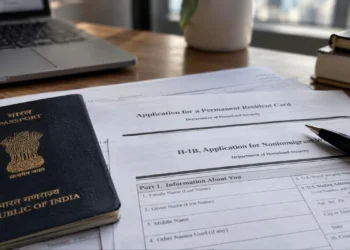 H-1B Applications From Indian IT Firms Fall Sharply Before Cognizant Freeze 3 H-1B applications from Indian IT firms have declined for years, shown by an Indian passport beside H-1B and green card forms