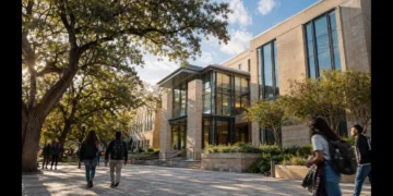 UT Austin School of Nursing building, where Kavita Radhakrishnan begins her deanship