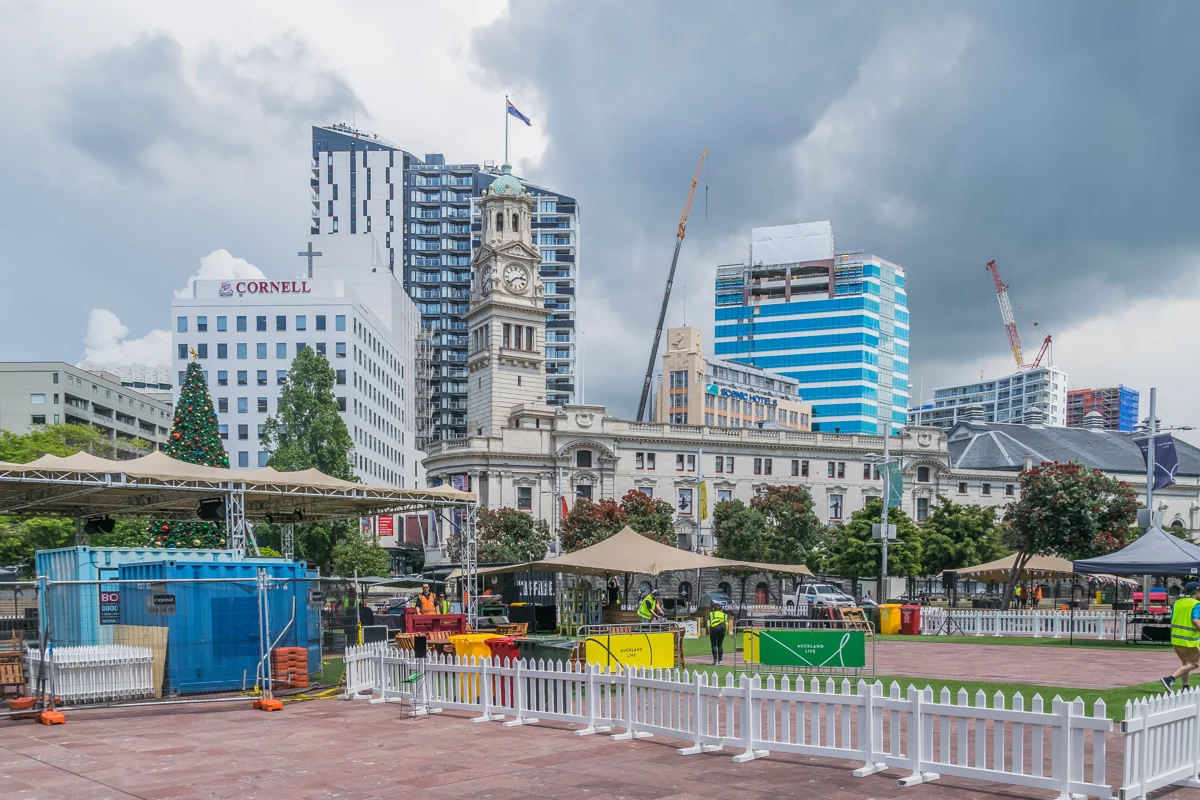 Archive view of Aotea Square and Auckland Town Hall in November 2017