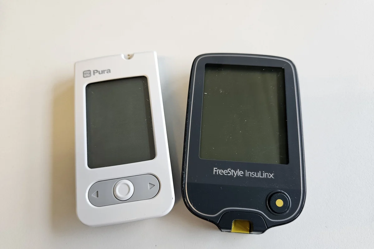 Two different handheld glucose meters