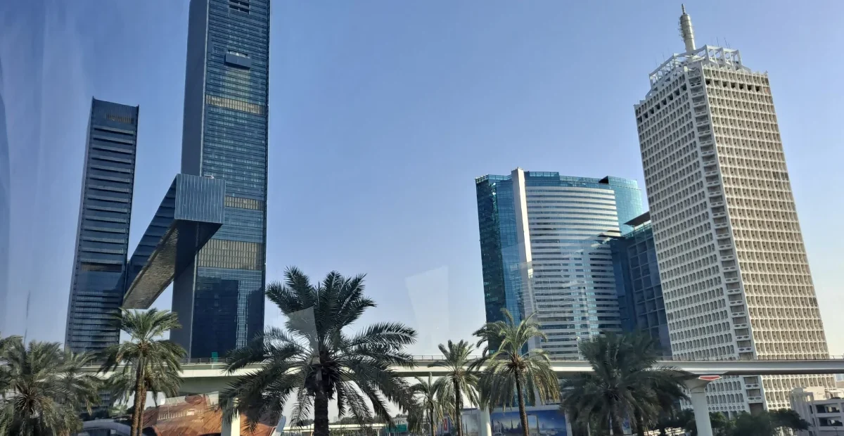 Dubai health insurance: towers along Sheikh Zayed Road in Dubai