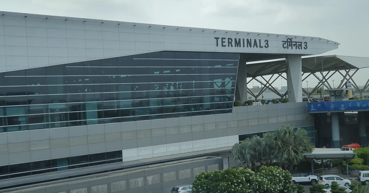 Exterior of Delhi Airport Terminal 3, an arrival airport where passengers present India arrival forms