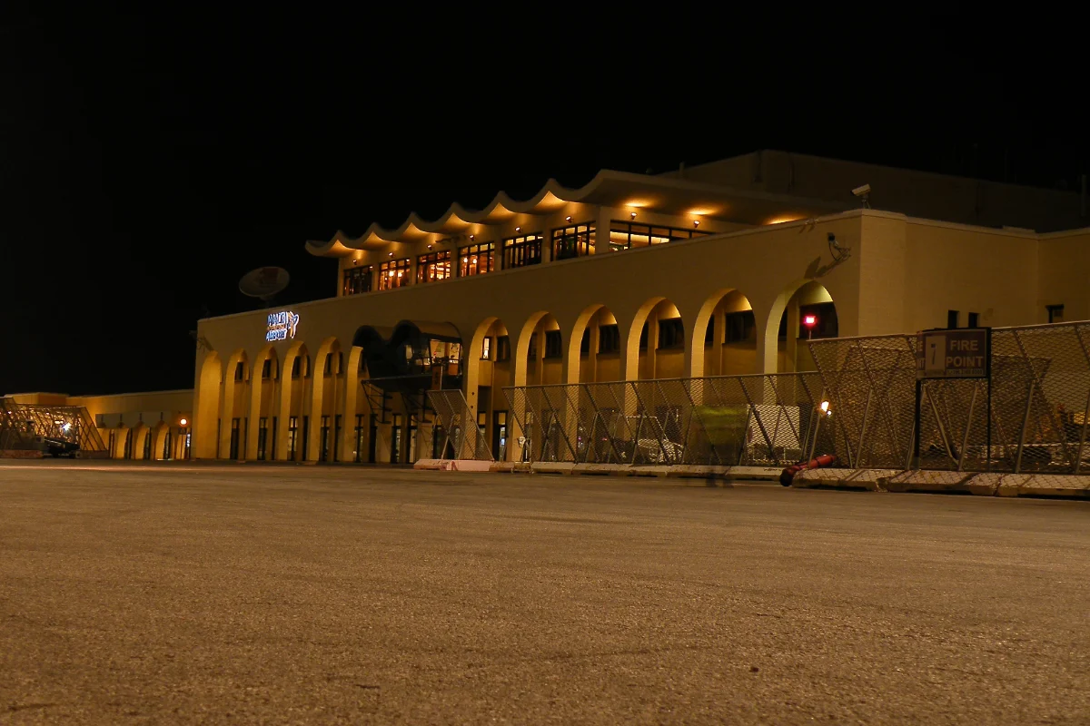 Terminal of Malta International Airport at Luqa at night