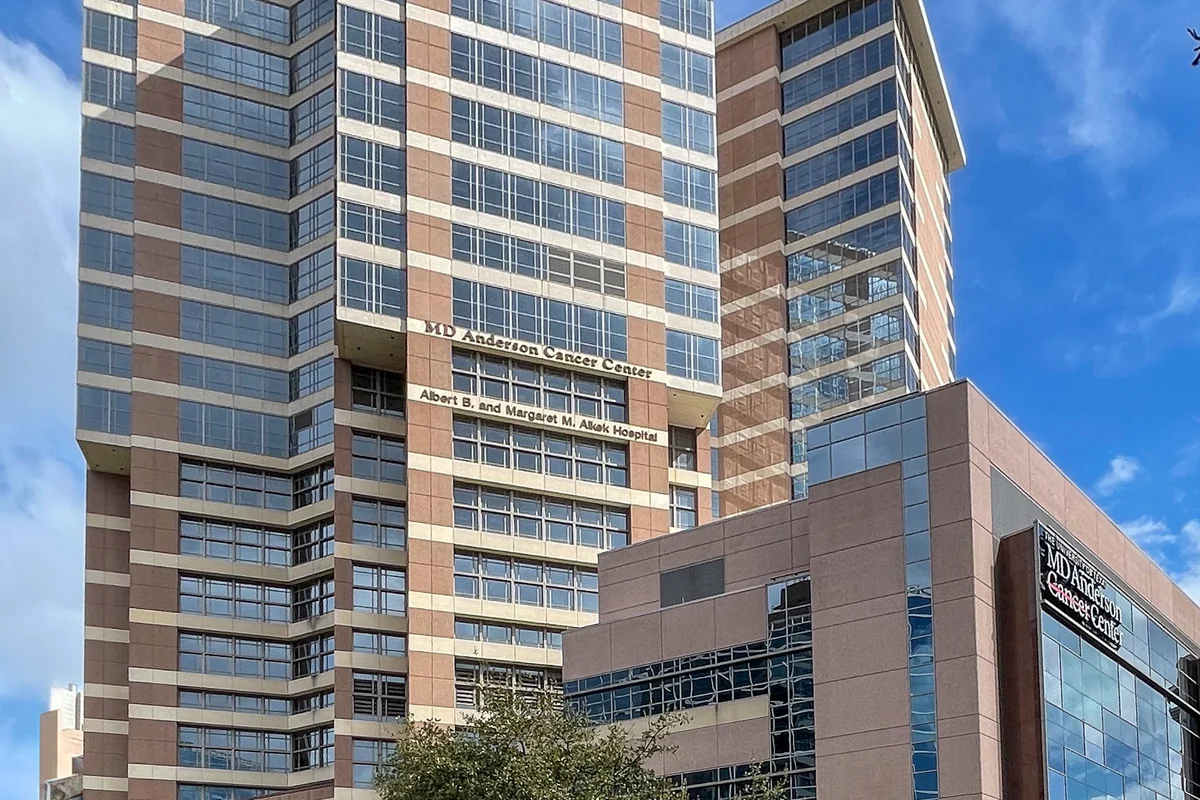 MD Anderson Cancer Center main building in Houston, where Shroff completed her fellowship
