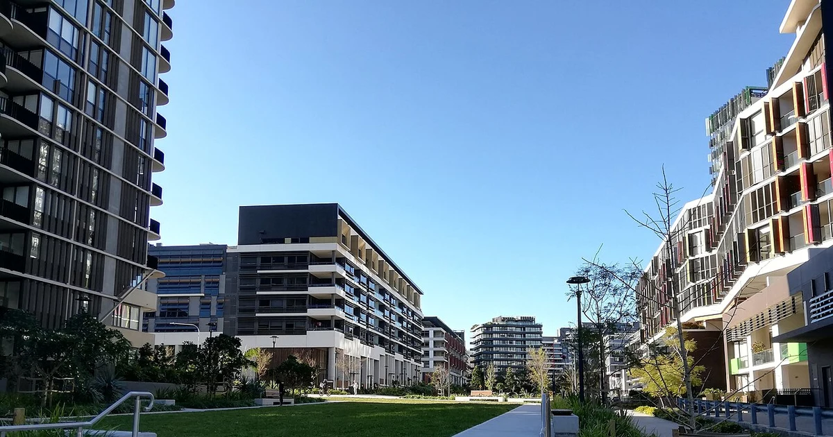 Apartment blocks in Waterloo, Sydney, illustrating NSW lease checks for first-time renters.