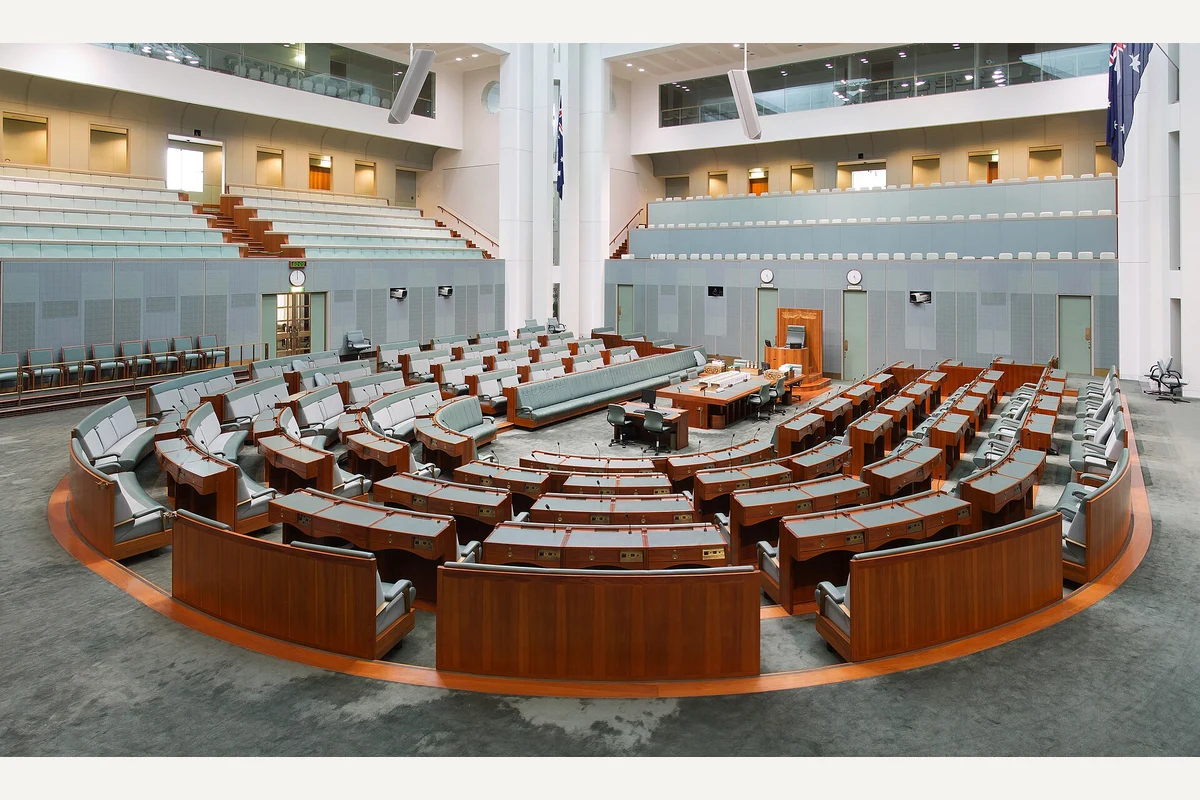 Empty Australian House of Representatives chamber in Canberra