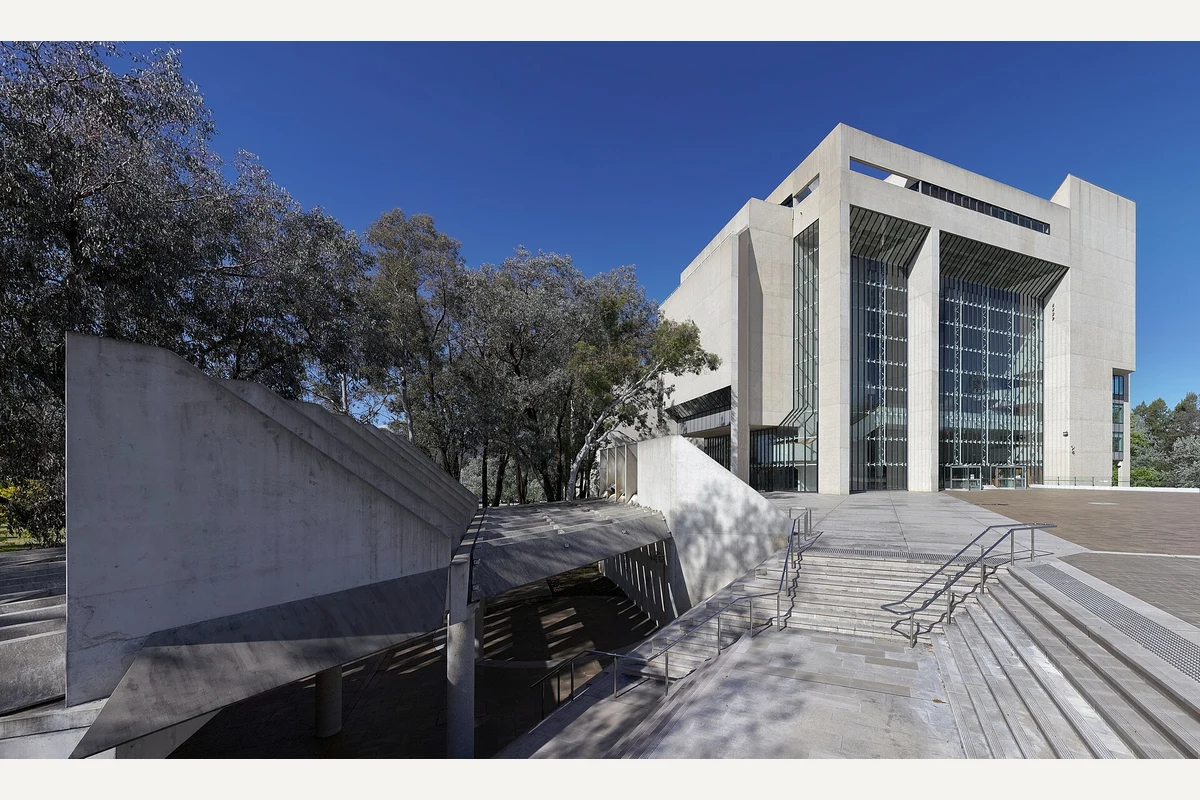 High Court of Australia building and entrance in Canberra