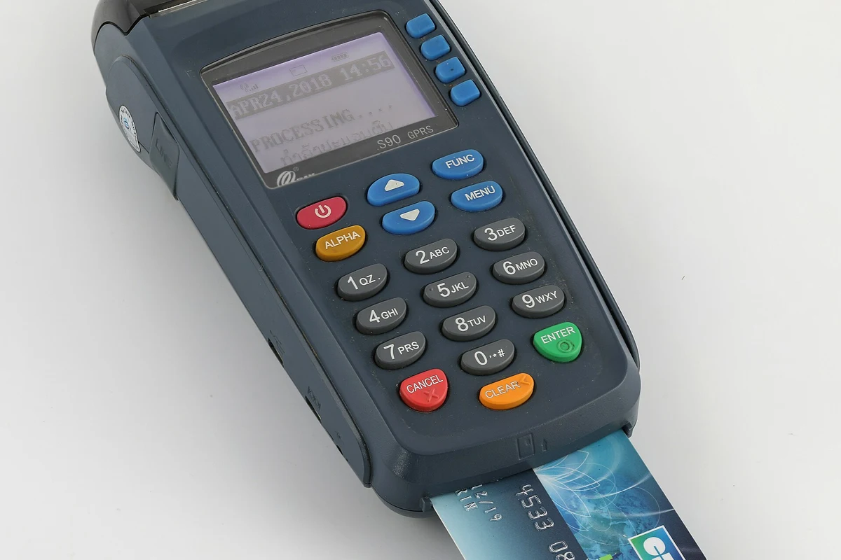 Payment card inserted into a card terminal in Laos