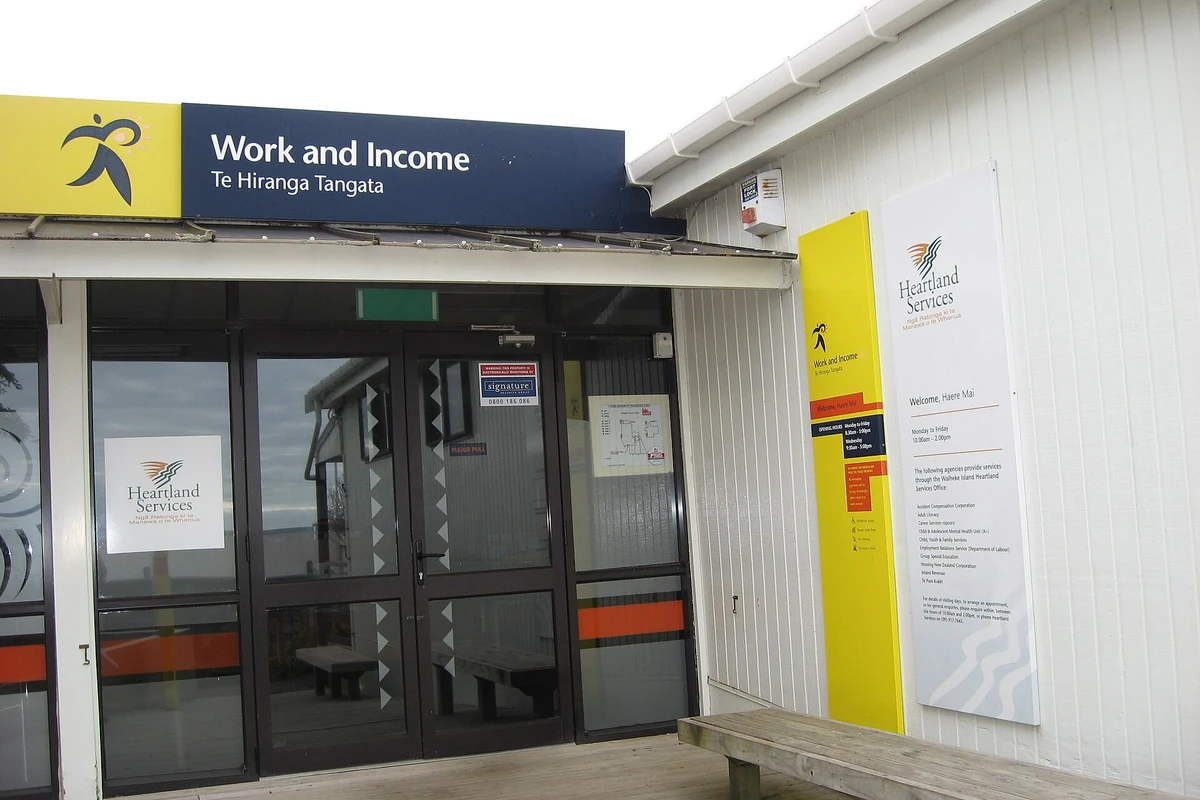Entrance to a Work and Income New Zealand office