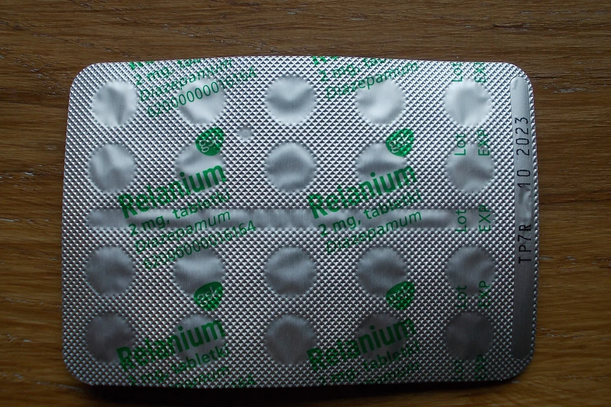 Foil packaging identifying diazepam tablets
