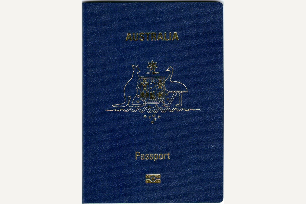 Blue Australian P-series passport cover