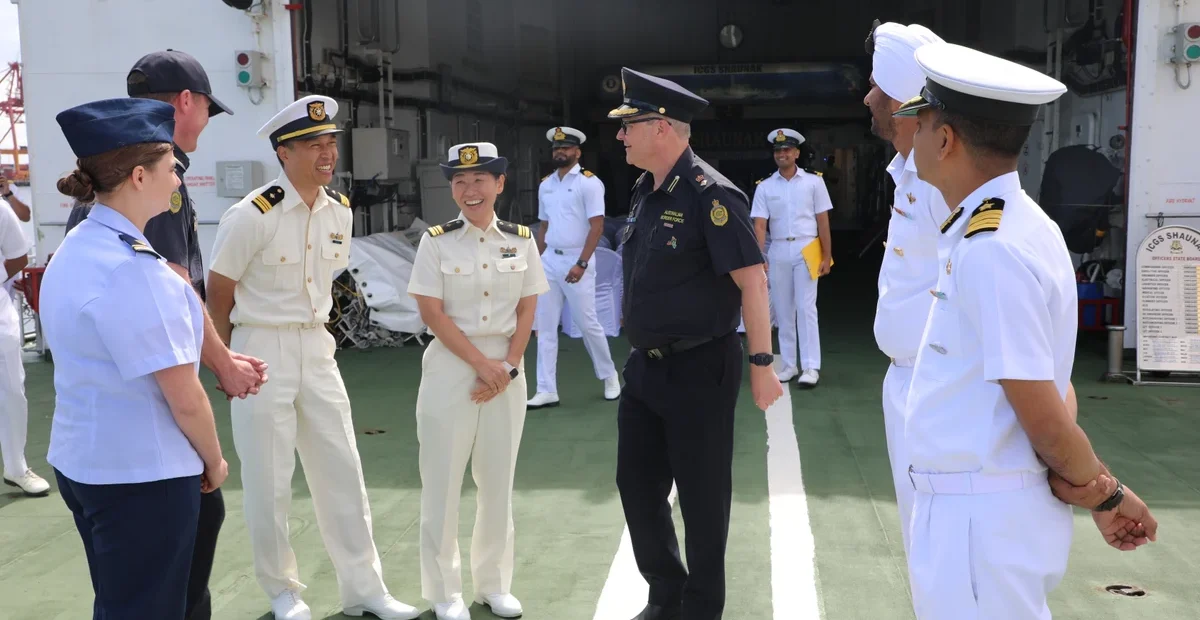 Quad voyage participants on deck during the 2026 ship observer mission