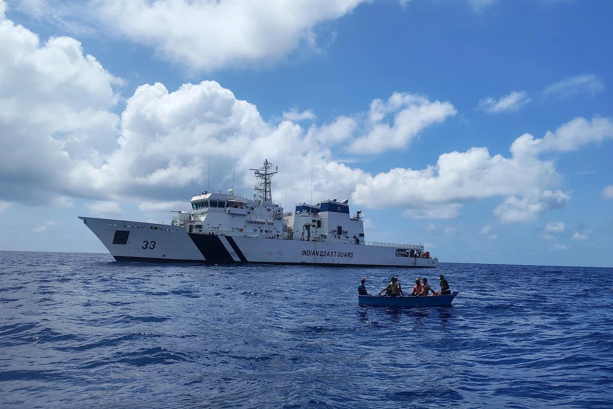 Indian Coast Guard ship Vikram during a rescue operation
