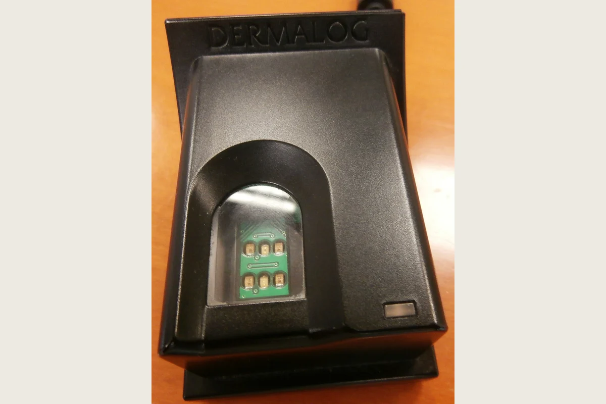 Dermalog ZF1 fingerprint capture device in a 2021 photograph