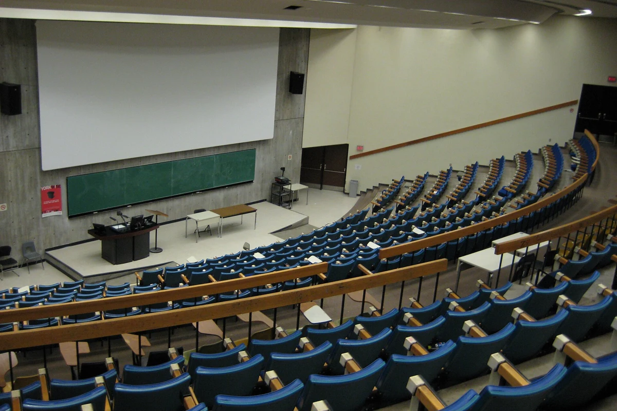 Empty tiered lecture hall at York University in Toronto in 2008