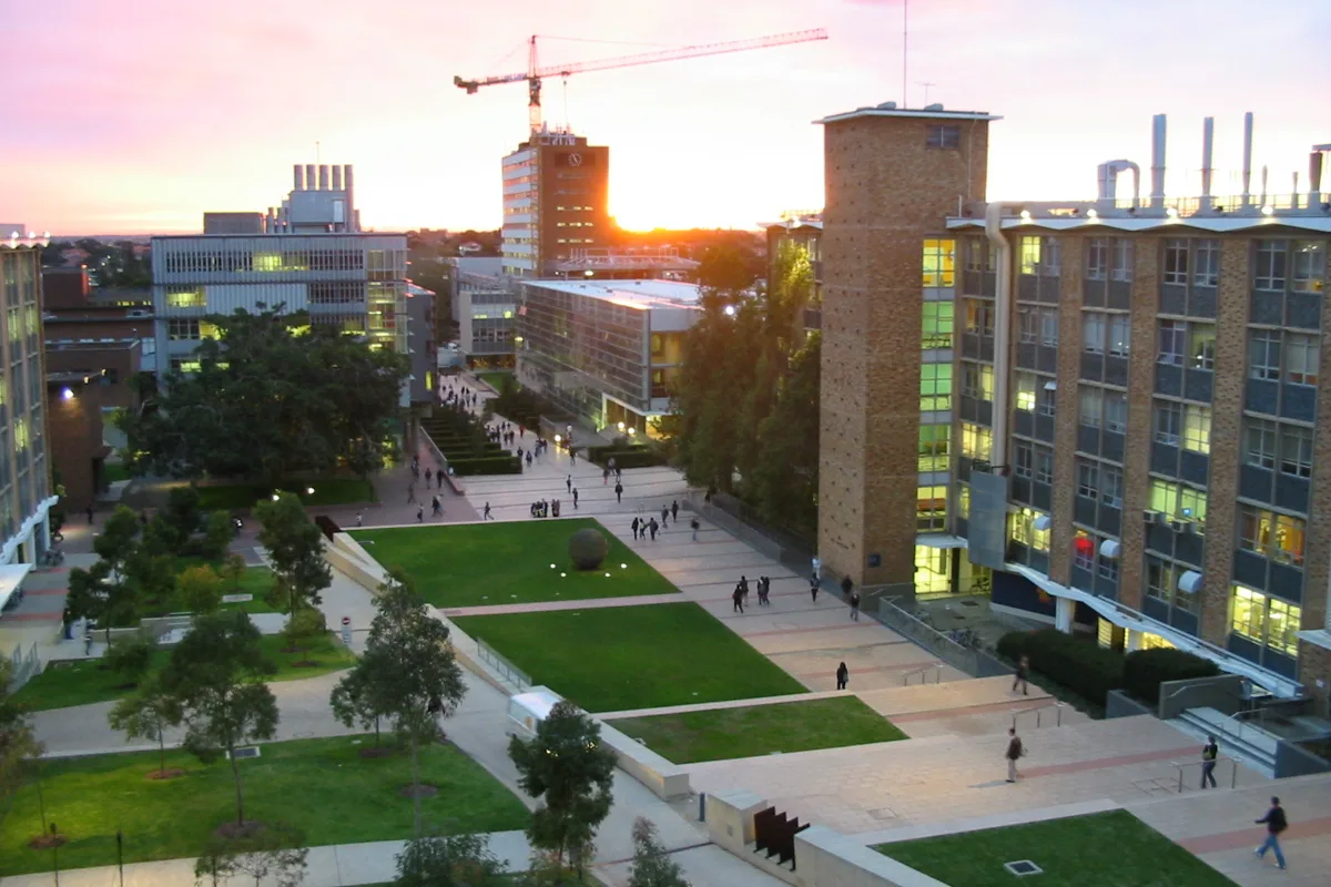 Lower campus of the University of New South Wales in Sydney at sunset
